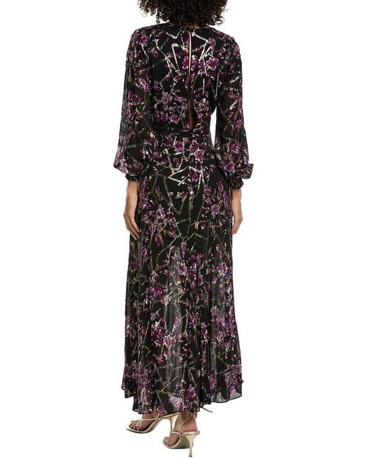 Ba&sh Black Desir Silk-Blend Maxi Dress