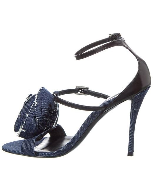 Roger Vivier Black Denim & Leather Sandal