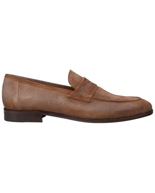 Mezlan Brown Caro Suede Penny Loafer for men