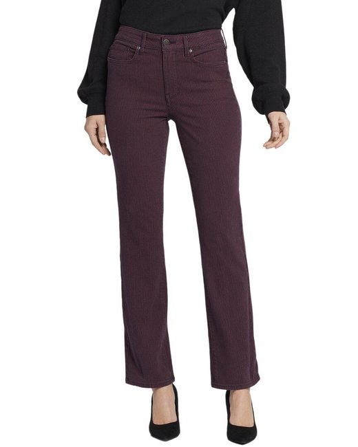NYDJ Purple Marilyn Bridge Cherry Stripe Straight Leg Jean