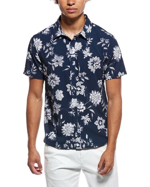 Vintage Summer Blue Performance Perforated Shirt for men