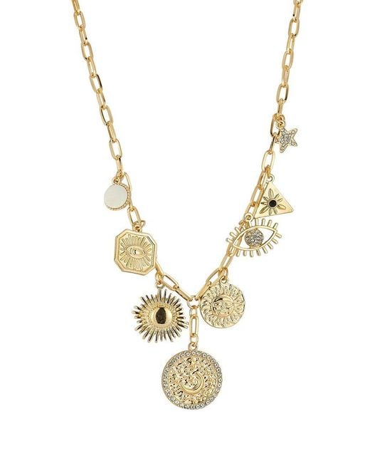 Sphera Milano Metallic Plated Evil Eye Medallion Charm Necklace