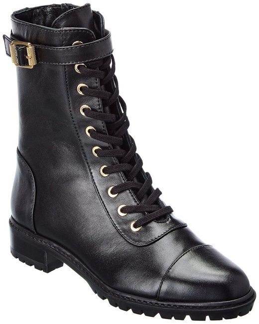 Stuart Weitzman Thalia Leather Combat Boot in Black Lyst