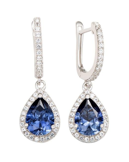 Suzy Levian Blue Silver 0.02 Ct. Tw. Diamond & Gemstone Earrings