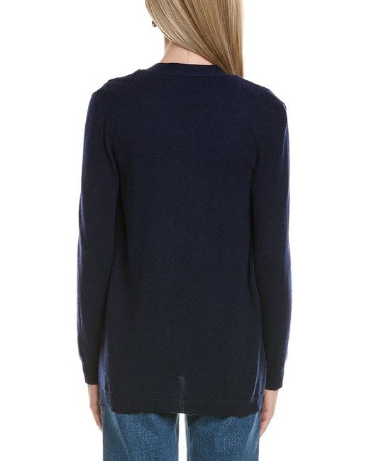 Sofiacashmere Blue Braided Cable Wool & Cashmere-Blend Cardigan