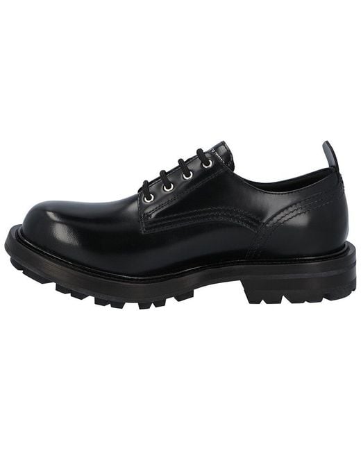 McQueen Black Worker Leather Shoe for men