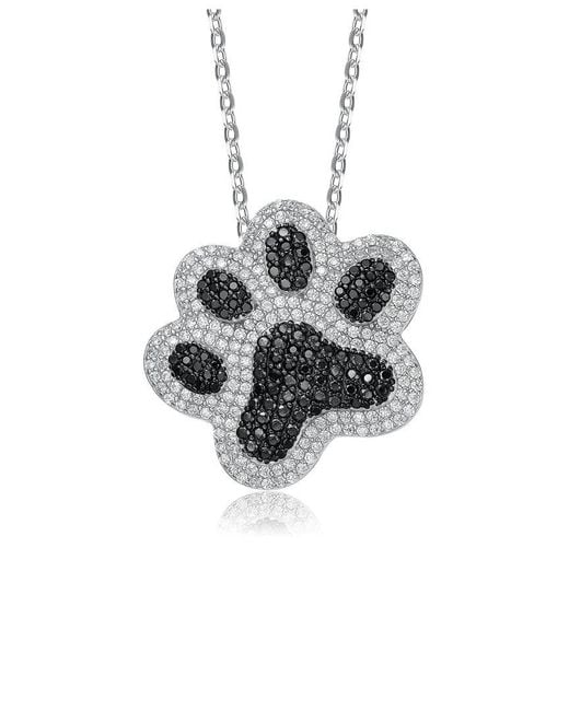 Genevive Jewelry White Silver Cz Pendant Necklace
