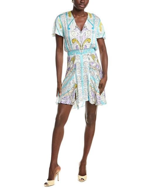 Maje Blue Flutter Sleeve Mini Dress