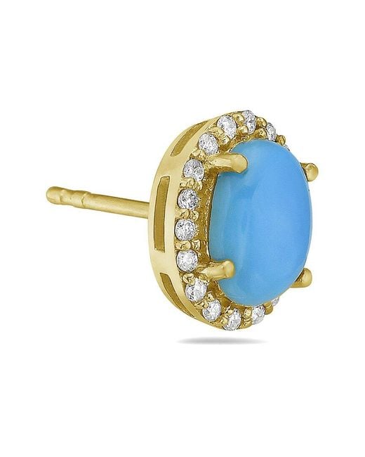 Forever Creations USA Inc. Blue Forever Creations 14k 1.80 Ct. Tw. Diamond & Turquoise Halo Studs