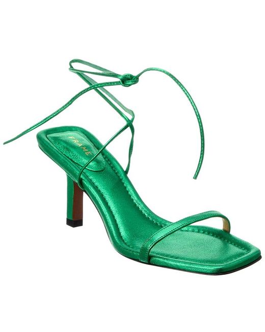FRAME Green Le Ozzie Leather Sandal