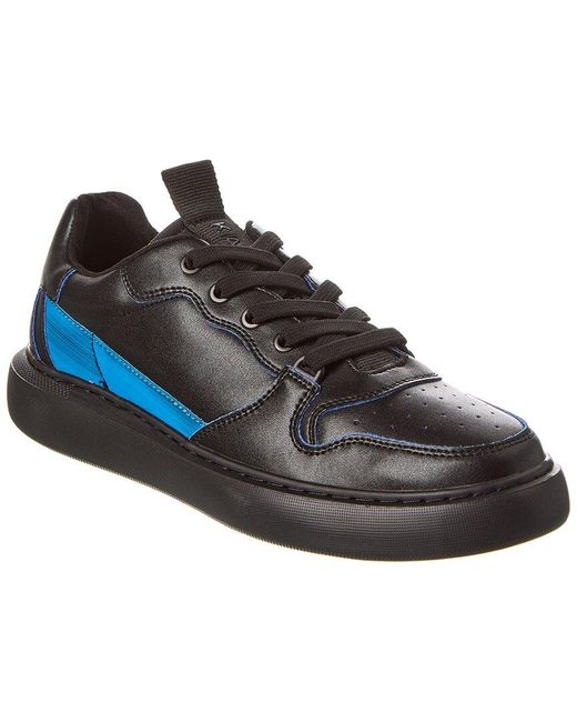 Karl Lagerfeld Blue Mixed Media Leather Sneaker for men