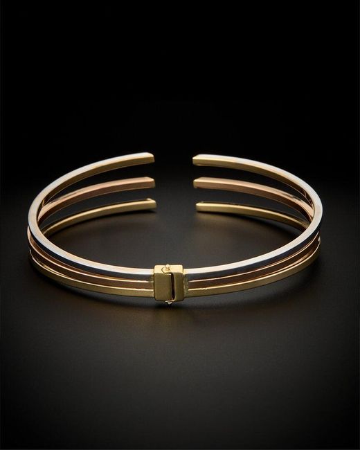 Italian Gold Black 14k Italian Tri-tone Gold Hinge Cuff Bracelet