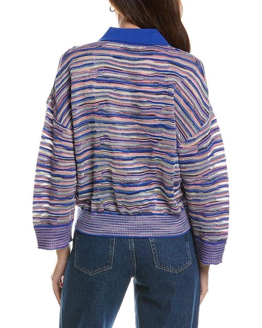 Missoni Blue Oversized Wool-Blend Polo Top