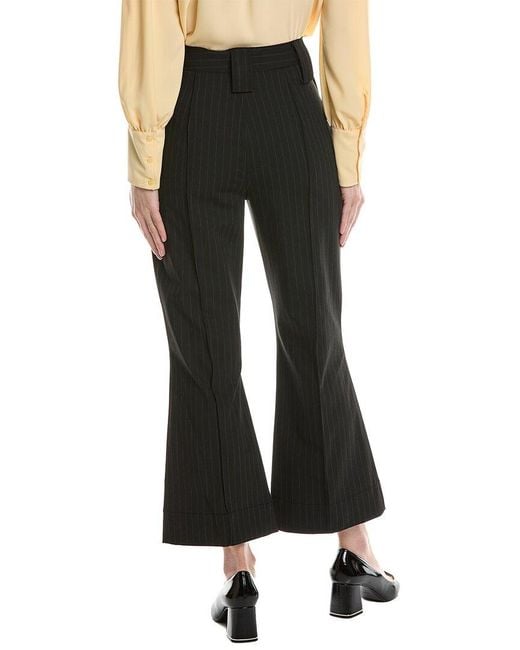 Ganni Black Stretch Stripe Bootcut High-waist Crop Pant