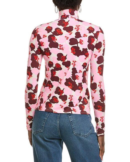 St. John Red Printed Blouse