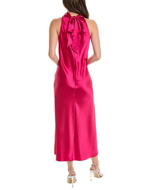Anne Klein Pink Cowl Neck Satin Midi Dress
