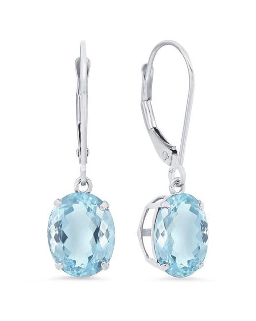 MaxColor Blue Silver 4.00 Ct. Tw. Aquamarine Dangle Earrings