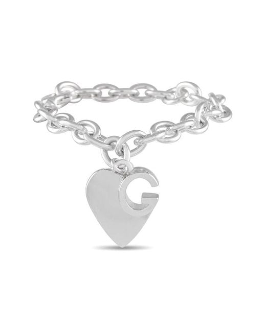 Gucci White Heart Chain Heart Chain Bracelet