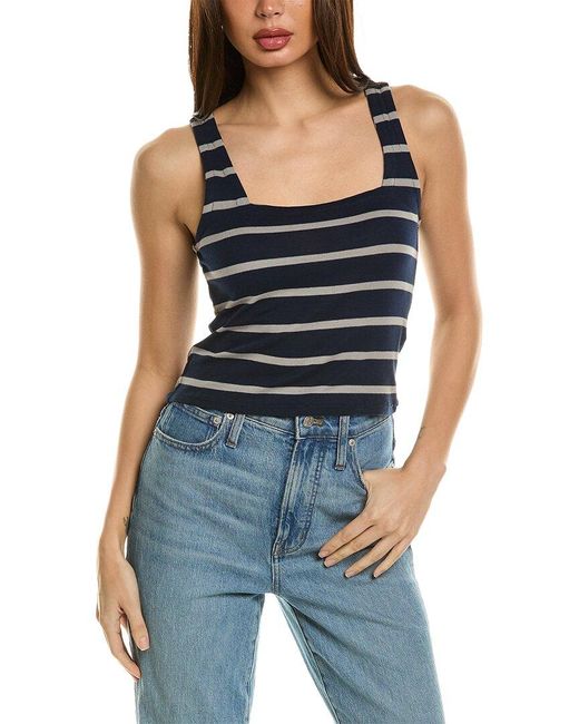 Chaser Brand Blue Baby Rib Square Neck Cropped Tank