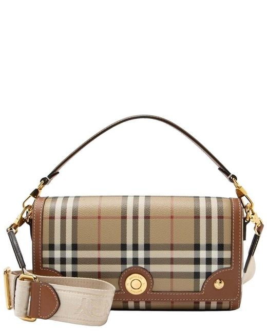 Burberry Metallic Beige Leather Vintage Check Note Shoulder Bag (authentic Pre-loved)