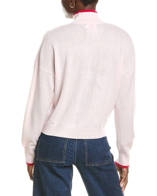 Brodie Cashmere Pink Wool & Cashmere-Blend Lurex Bow Mock Neck Jumper