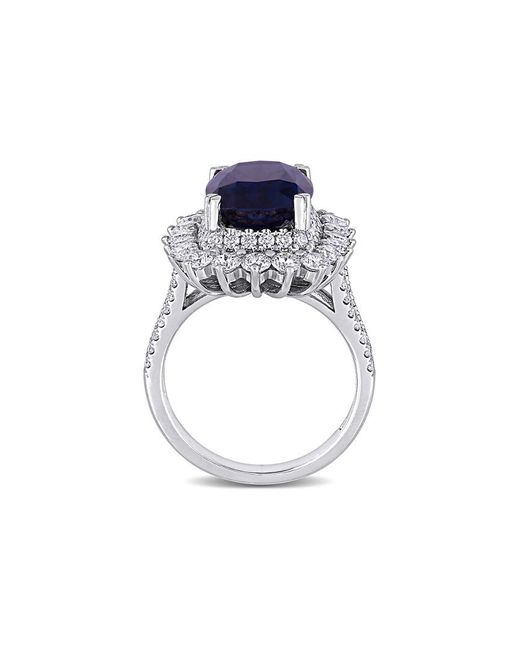 Diamond Select Cuts Blue 14k 7.91 Ct. Tw. Diamond & Purple Spinel Cocktail Ring