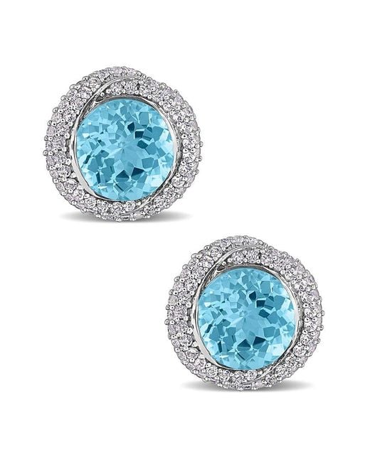 Rina Limor Silver 10.16 Ct. Tw. Blue Topaz - Sky & White Topaz Earrings