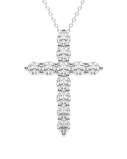 Lab Grown Diamonds White 14k 3.00 Ct. Tw. Lab-grown Diamond Cross Pendant Necklace