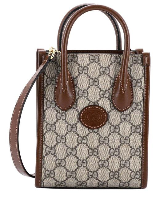 Gucci Brown Interlocking G Patch Tote GG Coated Canvas Mini (authentic Pre-loved)