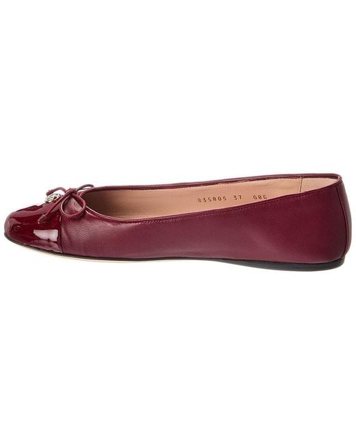 Gucci Red Double G Leather Ballet Flat