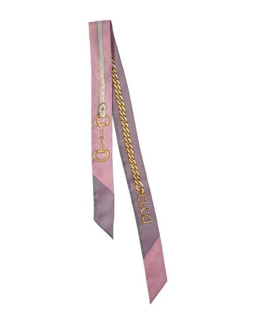 Gucci Purple Silk Twill Scarf