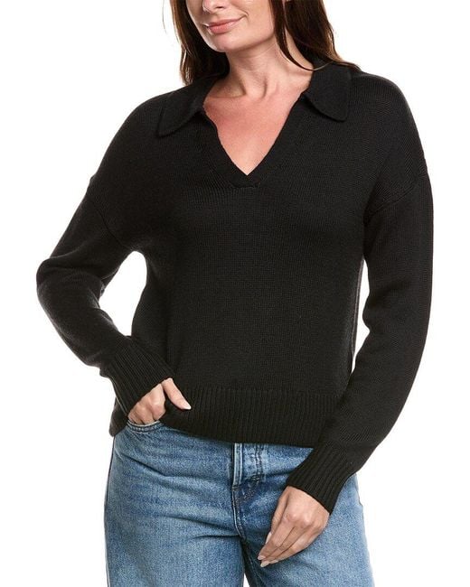 Rag & Bone Black Gretchin Wool-Blend Polo Sweater