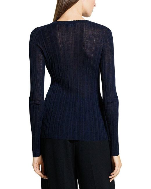 Theory Blue Wool-Blend Cardigan