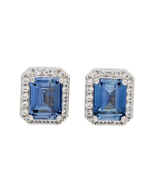 Suzy Levian Blue Silver 0.02 Ct. Tw. Diamond & Sapphire Studs