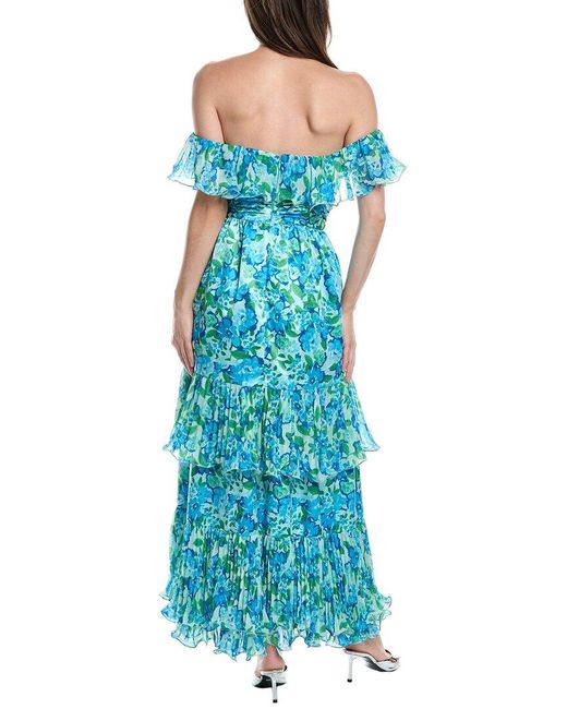 AMUR Blue Pia Pleated Midi Dress