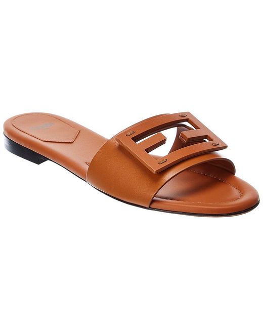 Fendi Brown Ff Leather Sandal