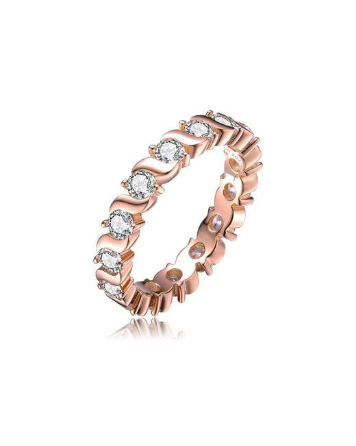 Genevive Jewelry White 18K Rose Vermeil Cz Eternity Ring