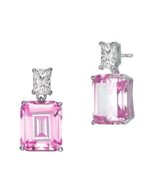 Genevive Jewelry Pink Silver Earrings