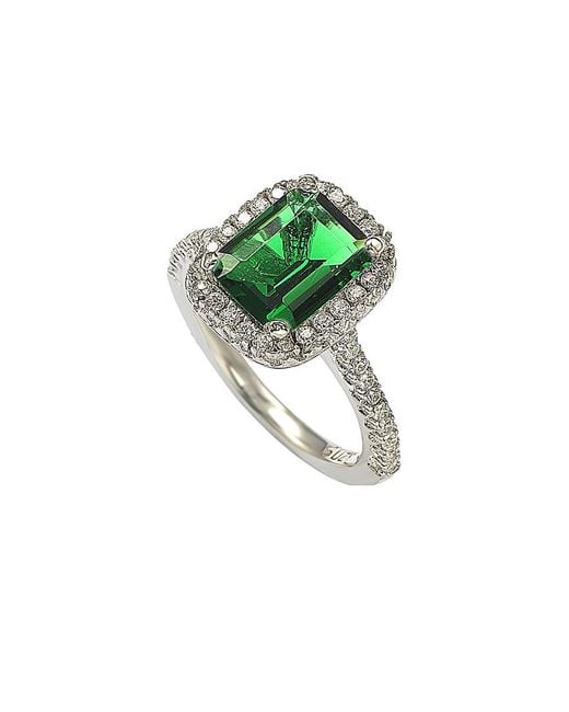 Suzy Levian CZ Jewelry Green Suzy Levian Silver Cz Halo Ring