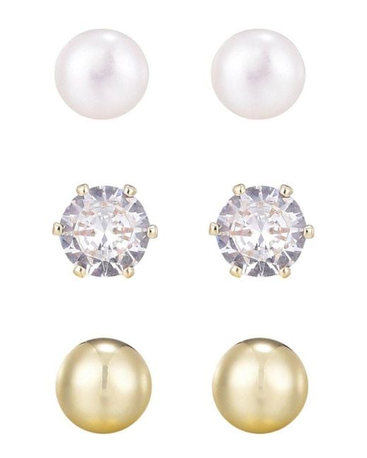 Adornia White 14K Plated 5Mm Pearl Stud Earring Set