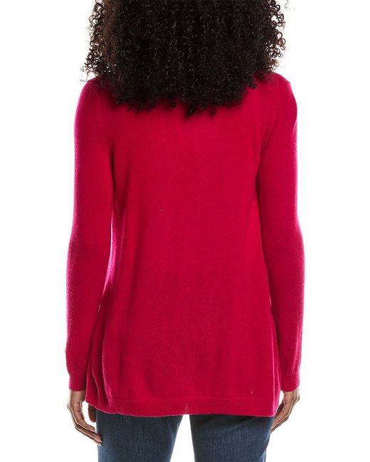 Sofiacashmere Red Drape Wool & Cashmere-Blend Cardigan