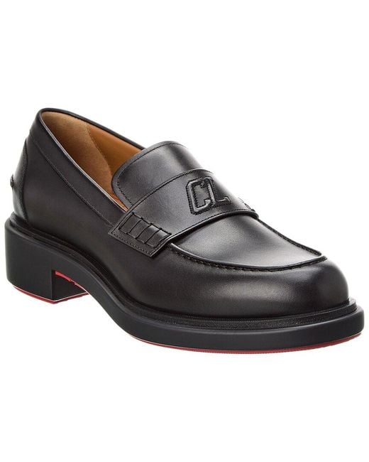 Christian Louboutin Black Urbino Moc Leather Loafer for men
