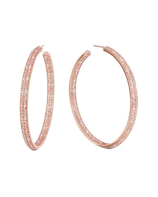 Lana Jewelry White 14k Rose Gold 3.57 Ct. Tw. Diamond Scattered Edge Hoops