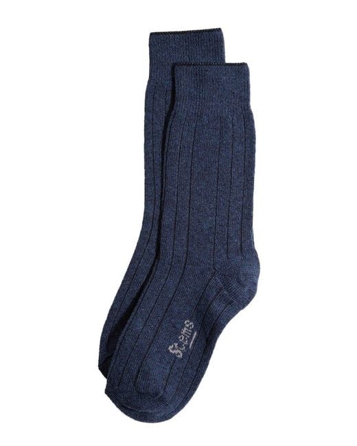 Stems Blue Lux Cashmere & Wool-blend Crew Sock