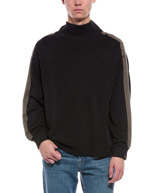 Rag & Bone Black Mixed Media Mock Neck Sweatshirt for men