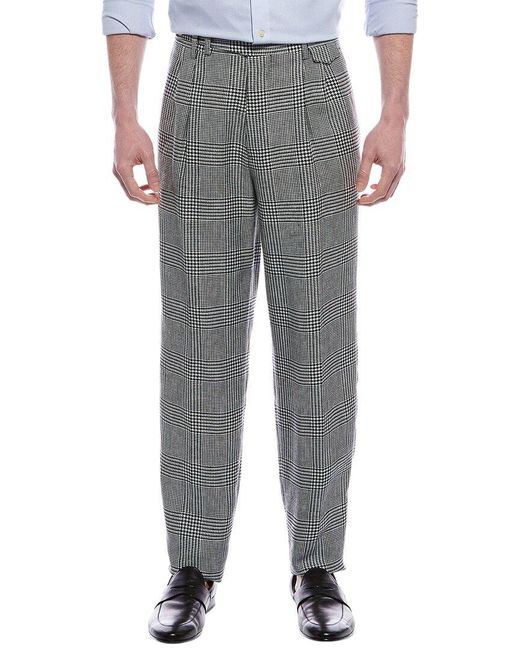 Brunello Cucinelli Gray Leisure Fit Linen, Wool & Silk-blend Pant for men
