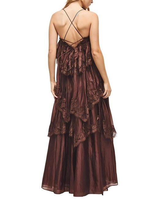 Linda Charm Brown Embellished Maxi Dress