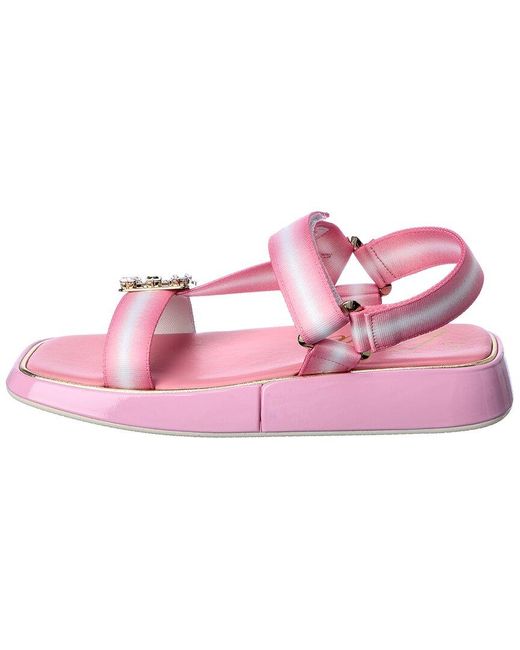 Roger Vivier Pink Trekky Strass Buckle Sandal