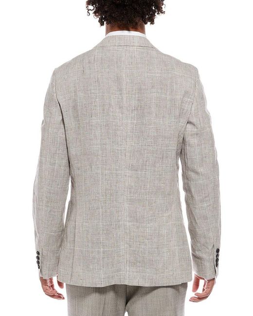 Reiss Gray Ashton Notch Linen Formal Jacket for men