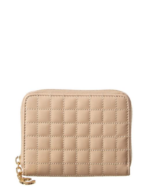 Céline Multicolor C Charm Quilted Leather Compact Zip Around Wallet